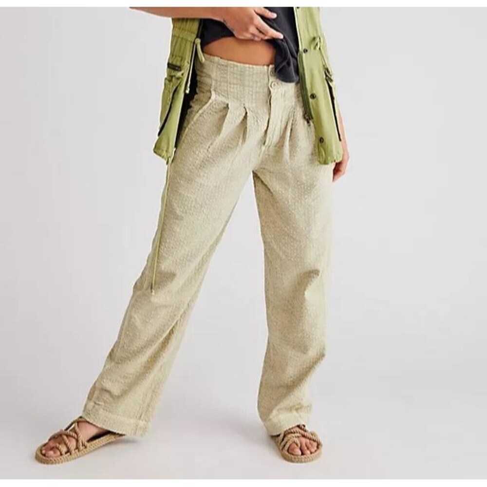 Free People Thin Line Straight Chino Pants Straight Pleated Texture S-4 267176